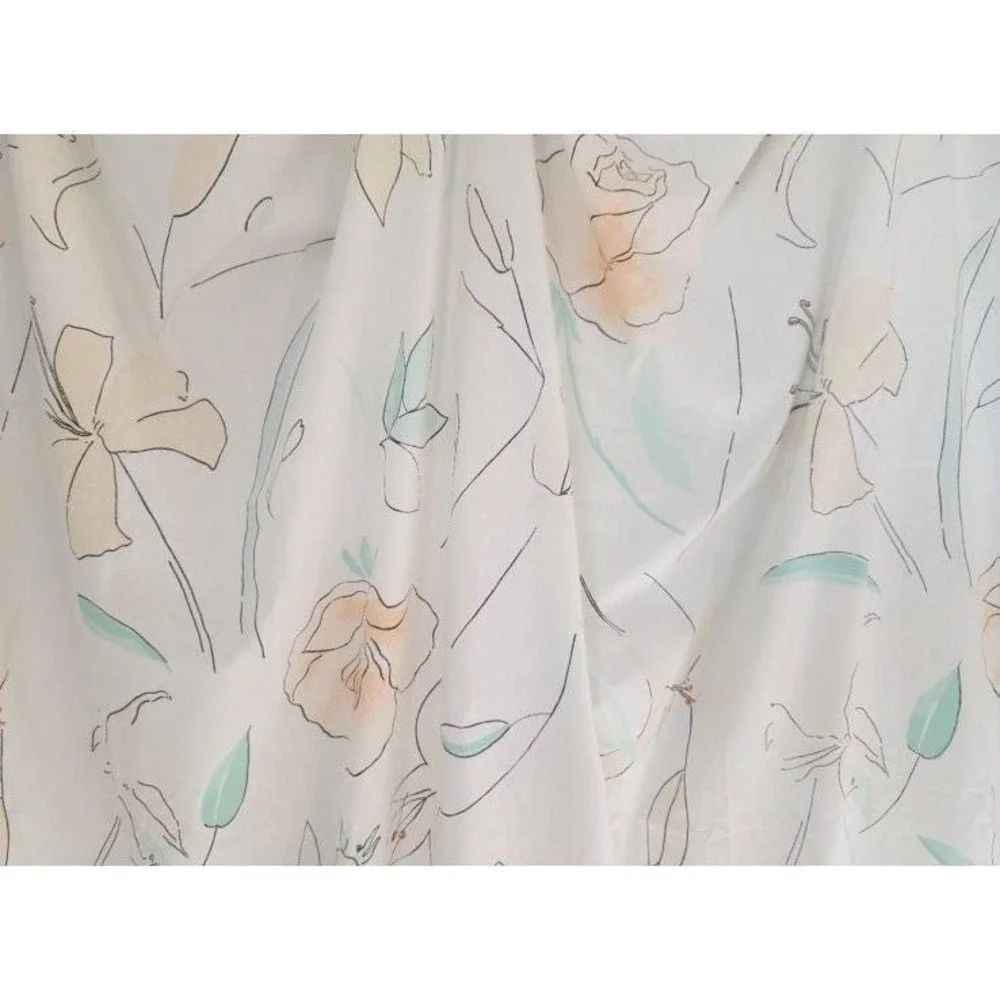 LADY PEPPERELL Vintage Pencil Sketch Floral Pink Green 3PC Twin Sheet Set